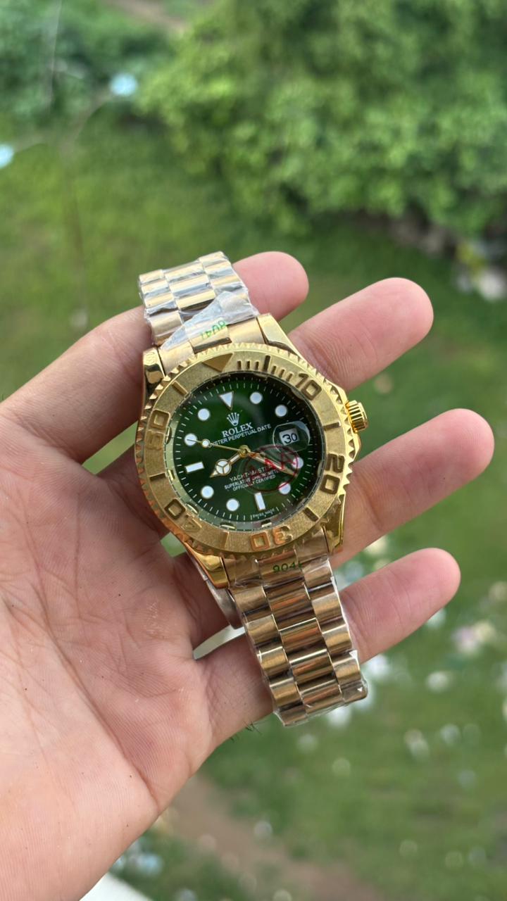 Rolex Yacht Master Green Dial Gold metal Belt Men's Watch