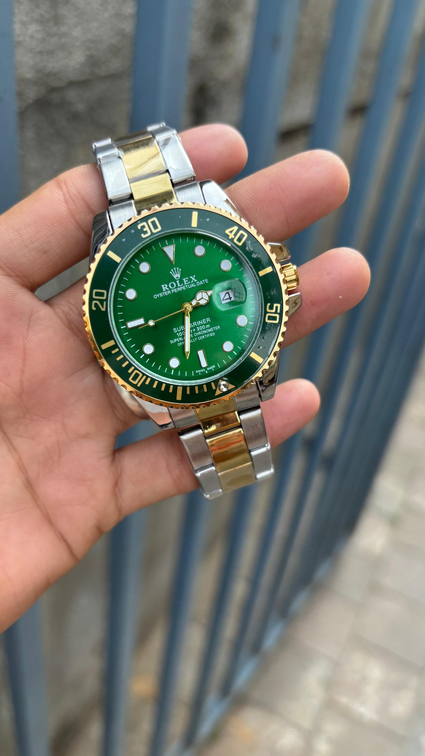 Rol.ex Submariner Quartz Green Dial Men's Watch