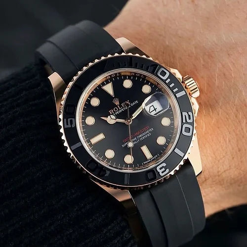 Rol.ex Automatic Black Dial Analog Quartz Leather Round Men Watch