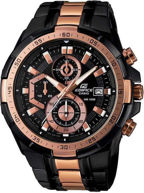 Casio Edifice Black And Rose Gold Chronograph Men s Watch Yours Watch