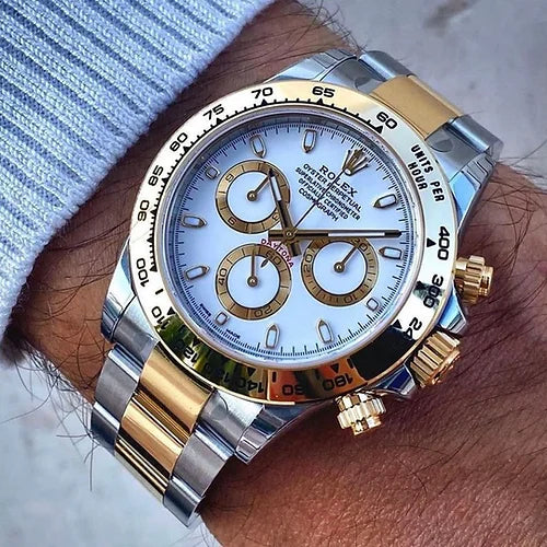 Rol.ex Automatic Silver White Dial Analog Chronograph Round Men's Watch