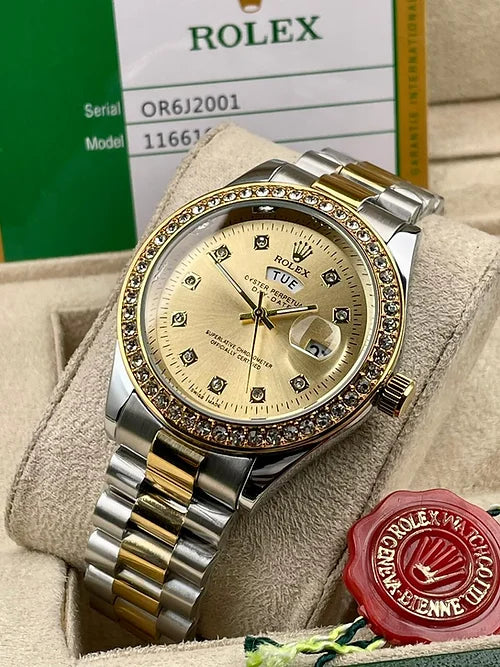 Rolex Gold Dial Analog Quartz Chain Metal Round Men s Watch Yours Watch
