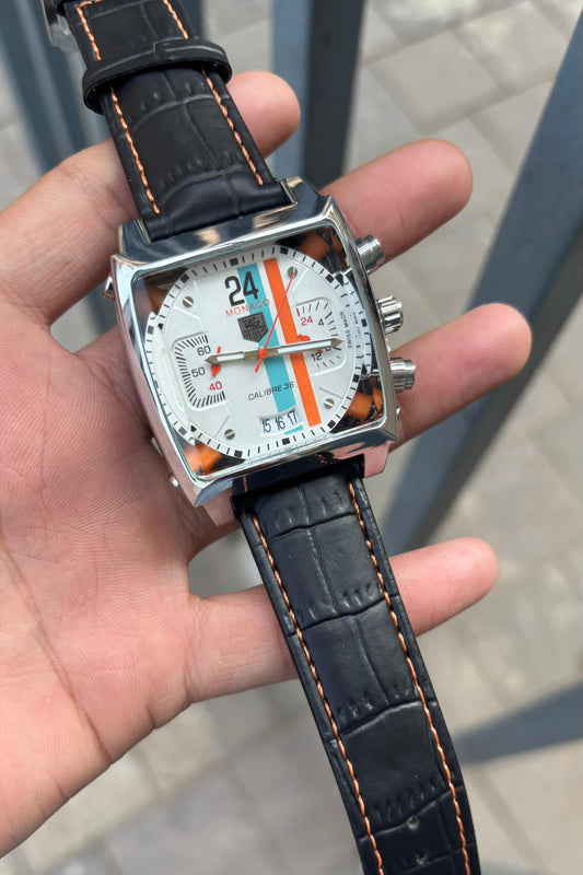 Tag Heuer Monaco White Dial Leather Belt Men's Watch