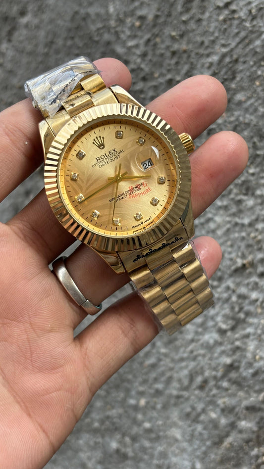 Rol.ex Datejust Gold Dial Analog Men's Watch