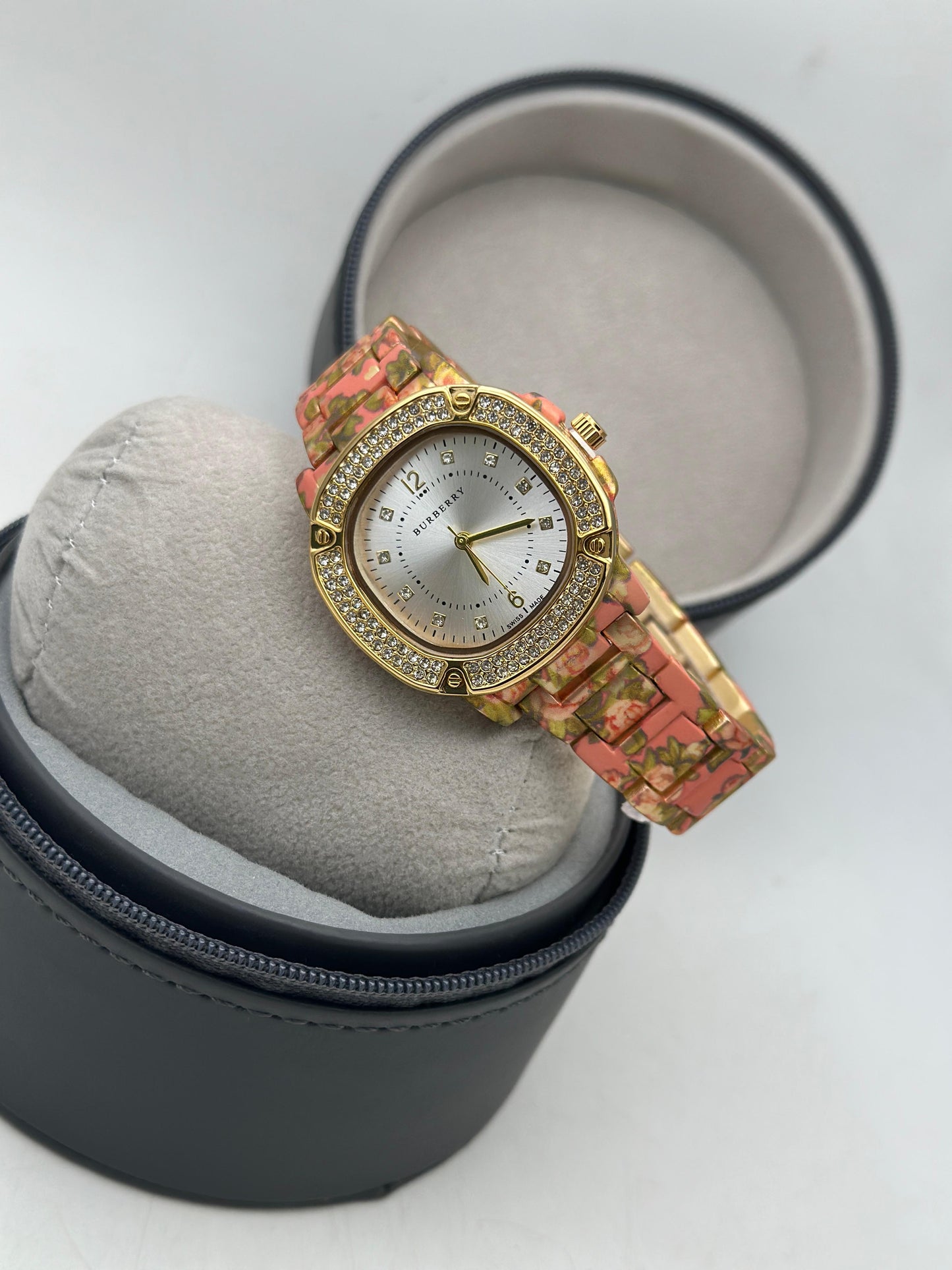 Burberry Pink Flower Designer Women's Watch