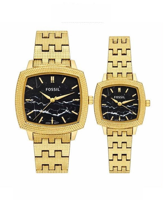 Fossil Nick Jonas Black Dial Metal Belt Couple Watch