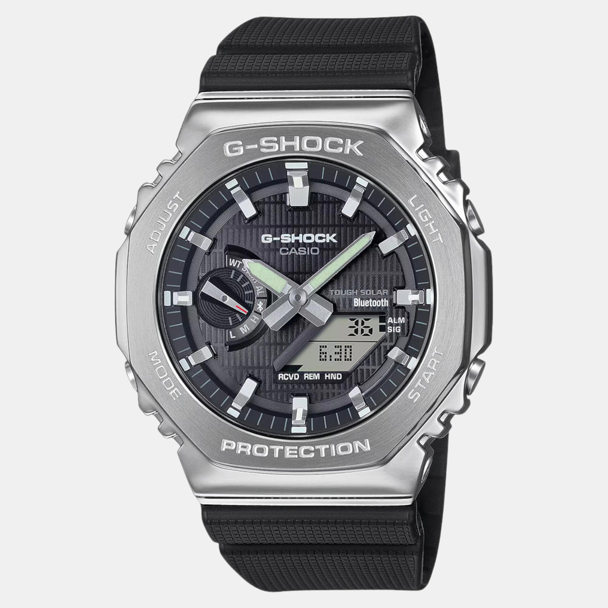 G-SHOCK Silver Dial Black Resin Strap Analog-Digital Watch - For Men G1159 (GM-2100-1ADR)
