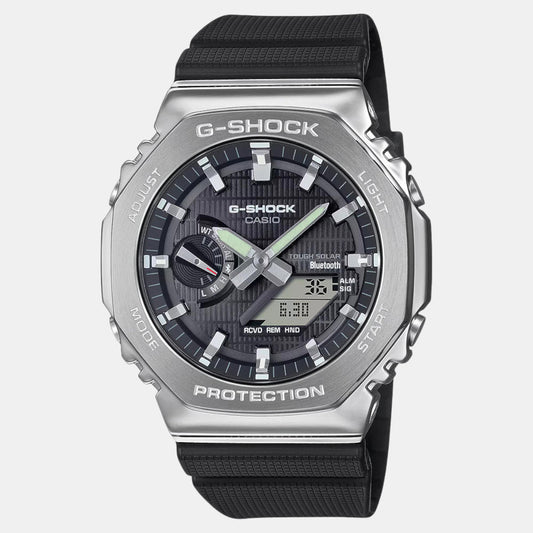 G-SHOCK Silver Dial Black Resin Strap Analog-Digital Watch - For Men G1159 (GM-2100-1ADR)
