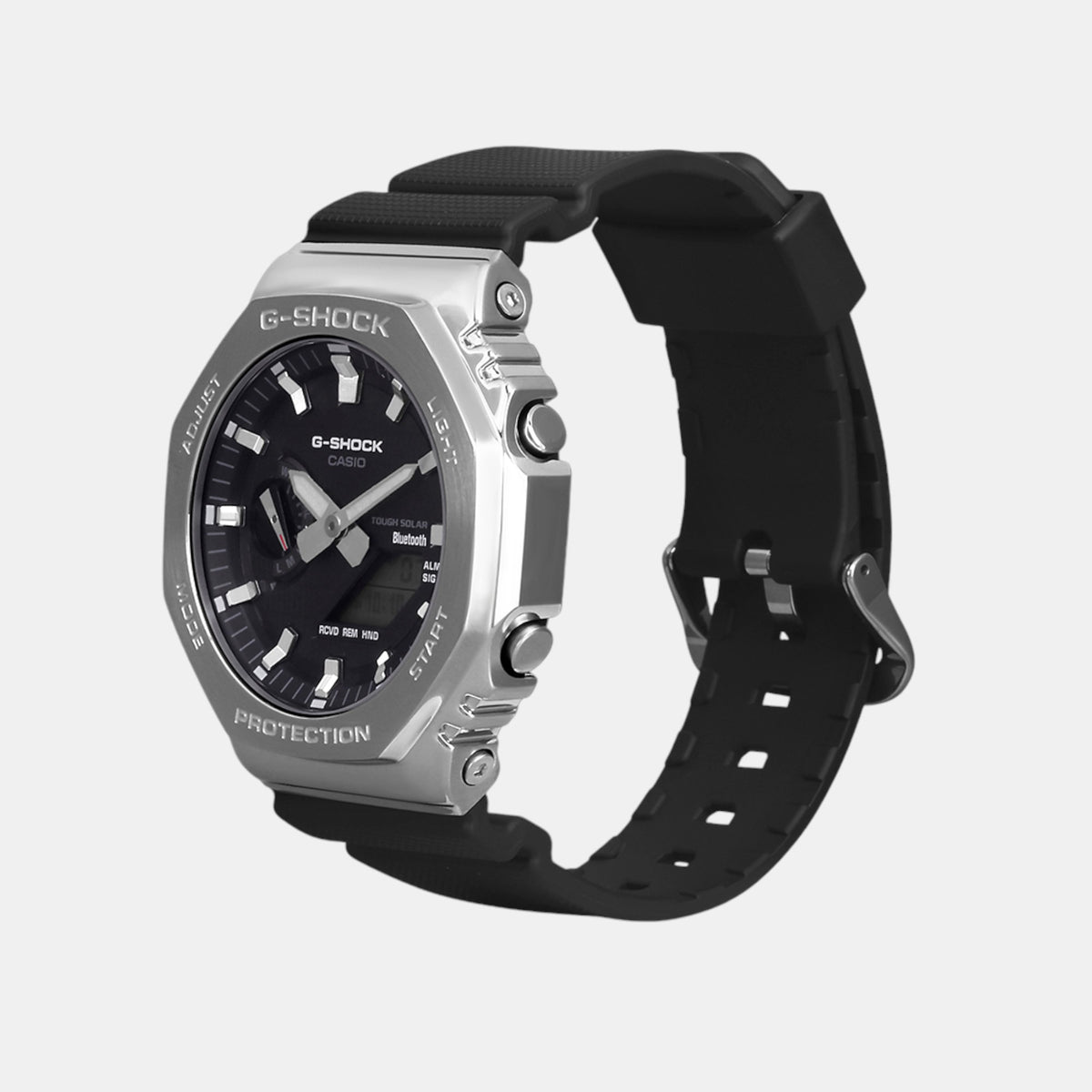 G-SHOCK Silver Dial Black Resin Strap Analog-Digital Watch - For Men G1159 (GM-2100-1ADR)