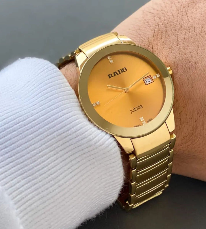 Rado Ceramic Gold Dial For Men's Analog Watch