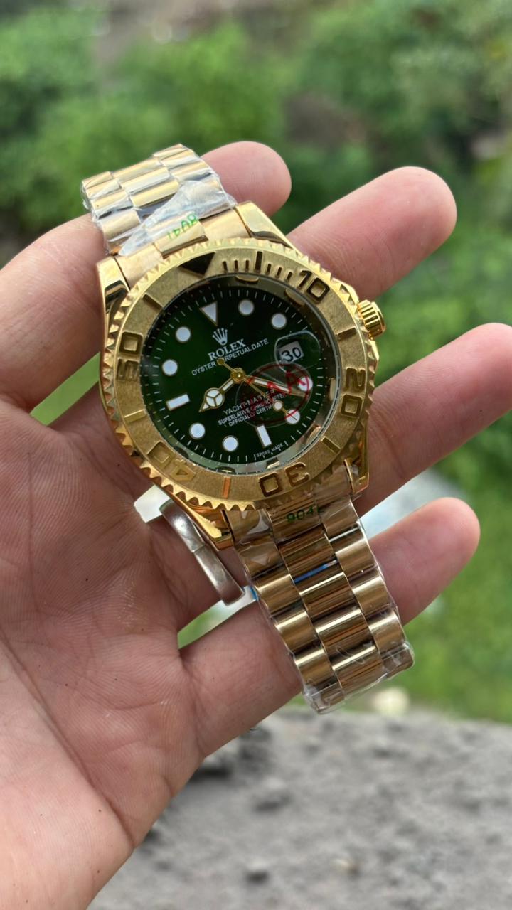 Rolex Yacht Master Green Dial Gold metal Belt Men's Watch