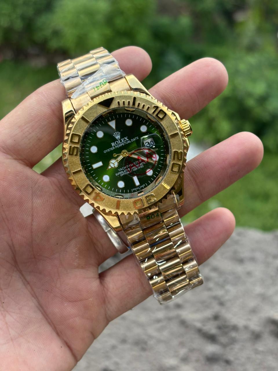 Rolex Yacht Master Green Dial Gold metal Belt Men's Watch