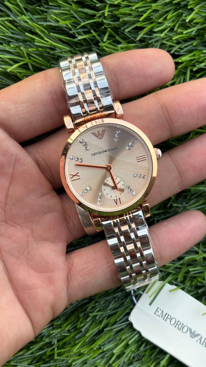 Emporio Armani Brown Dial Chronograph Watch For Women's