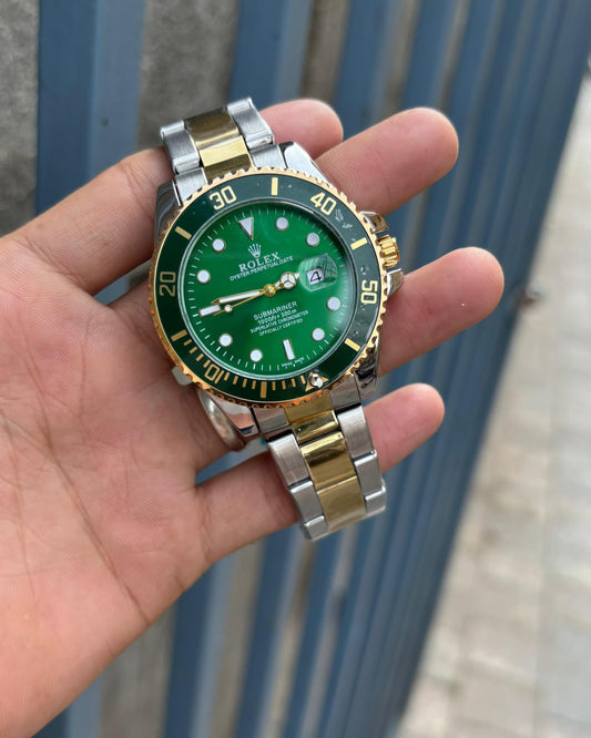 Rol.ex Submariner Quartz Green Dial Men's Watch