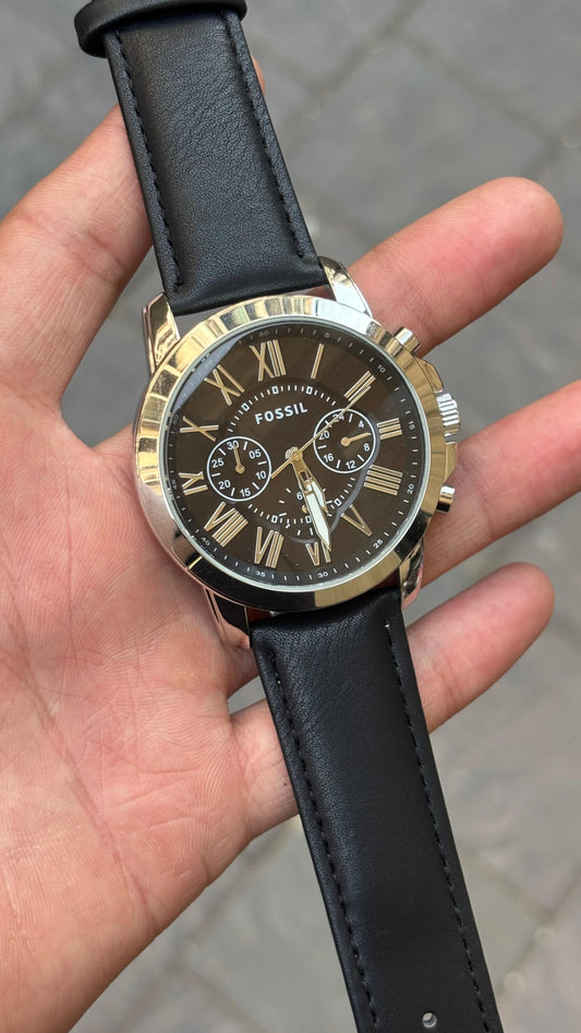 Fossil Silver Black Dial All Chronograph Working Men's Watch