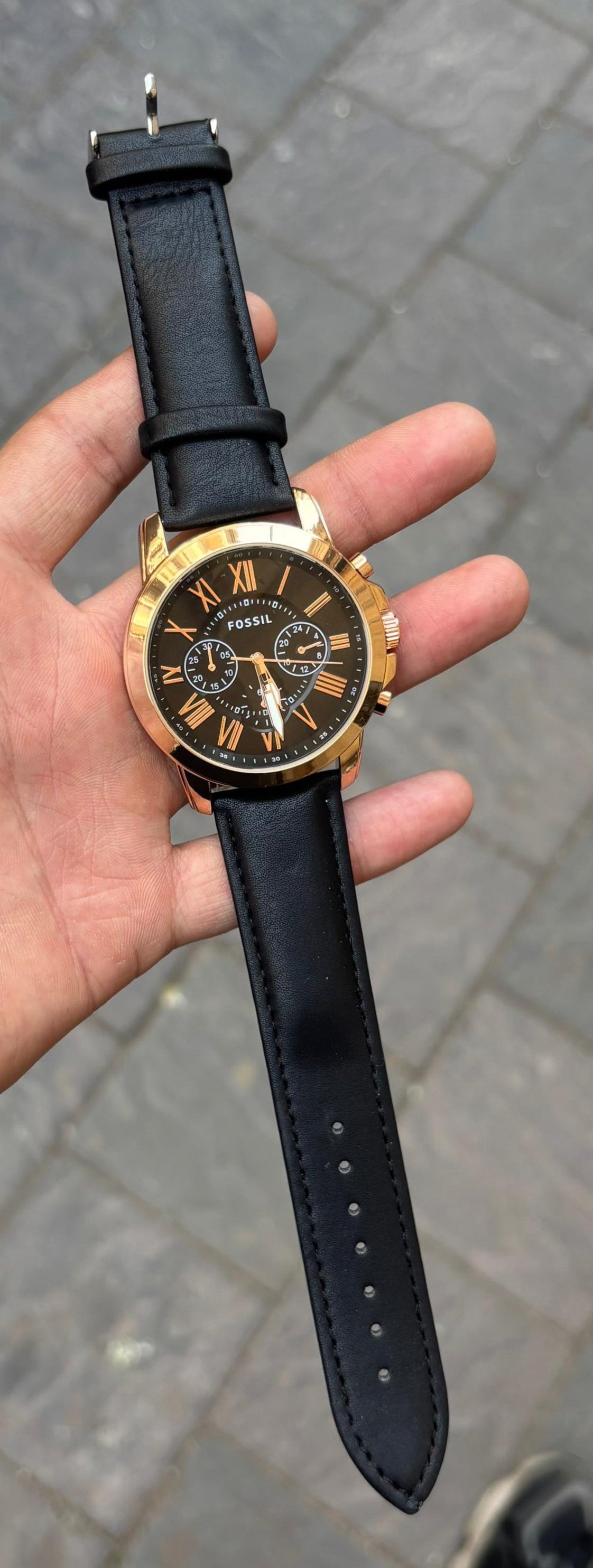 Fossil Black Rose Gold Dial All Chronograph Working Men's Watch