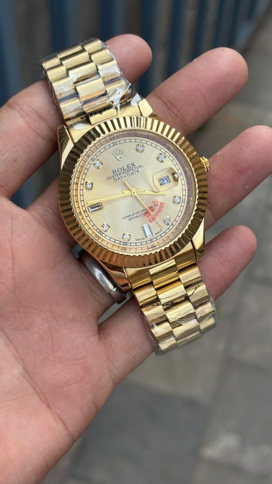 Rolex Datejust Gold Diamond Dial Watch For Men's
