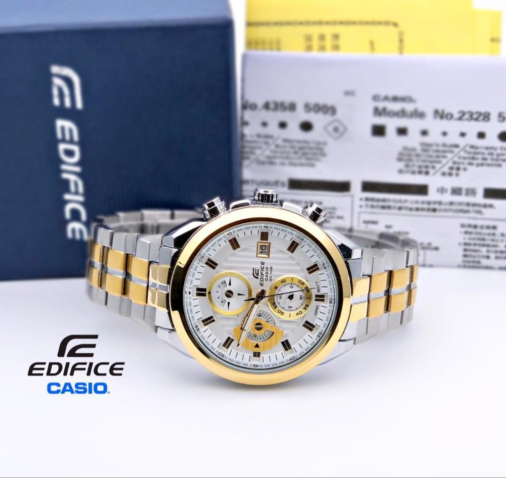 Casio Edifice Chronograph Men's Watch Silver Gold Metal ED426 Watch for Man 556S