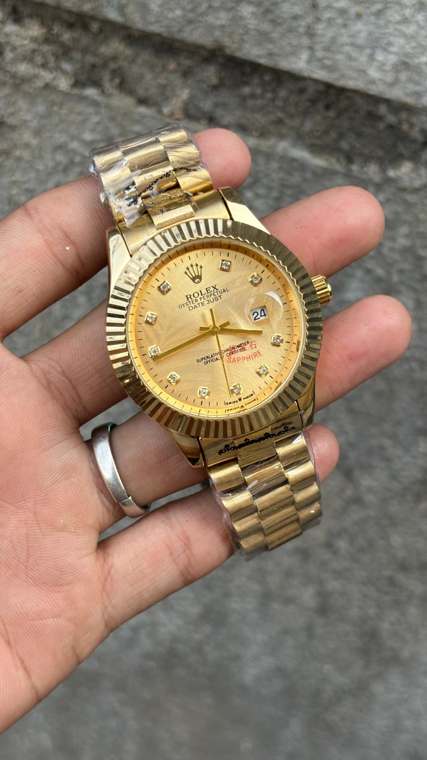 Rol.ex Datejust Gold Dial Analog Men's Watch