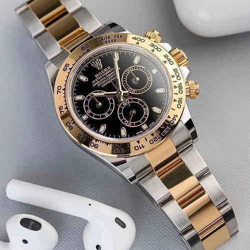 Rol.ex Automatic Silver Black Dial Analog Chronograph Round Men's Watch