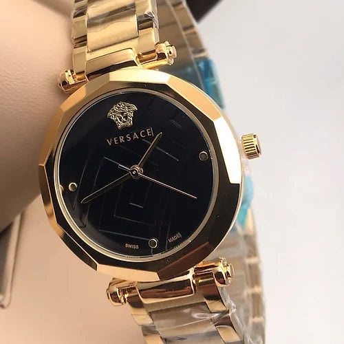 Vers.ace Black Dial Metal Belt Women's watch