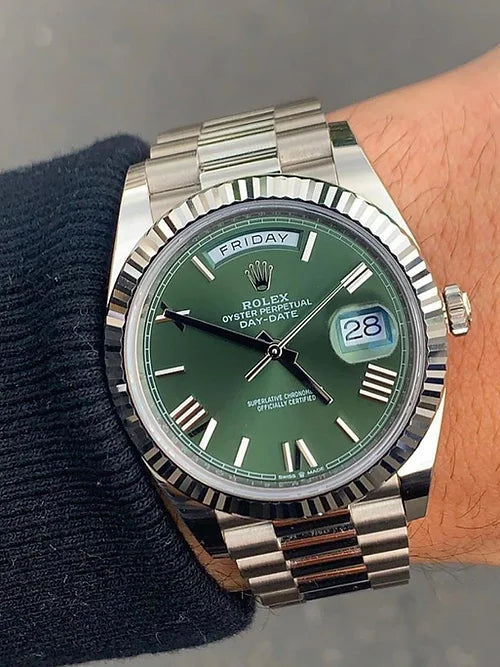 Rol.ex Day-Date oyster Green Dial For Men's Watch